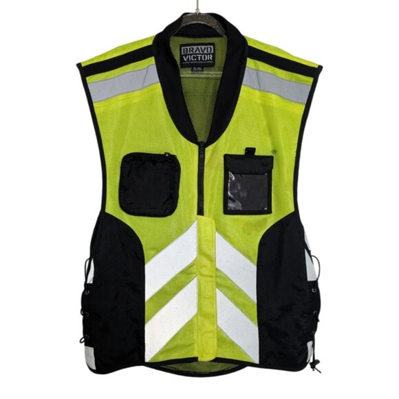 Bravo Victor Military Spec Hi Vis Motorcycle Vest Mens XL- 4XL Adjustable Sizing - Picture 1 of 13